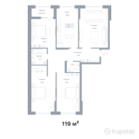 ЖК NOHO — 4-ком 119 м² (от 64,498,000 тг)