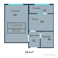 ЖК На Сулейменова — 1-ком 35.4 м² (от 22,939,200 тг)