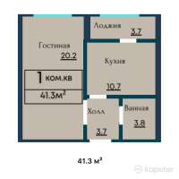 ЖК На Сулейменова — 1-ком 41.3 м² (от 26,721,100 тг)