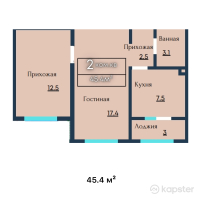 ЖК На Сулейменова — 2-ком 45.4 м² (от 29,146,800 тг)