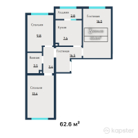 ЖК На Сулейменова — 3-ком 62.6 м² (от 33,491,000 тг)