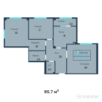 ЖК На Сулейменова — 3-ком 95.7 м² (от 44,500,500 тг)