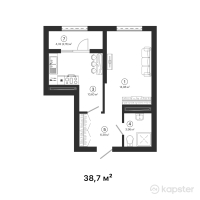 ЖК Irgeli — 1-ком 38.7 м² (от 13,932,000 тг)