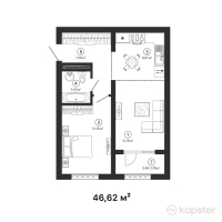 ЖК Irgeli — 2-ком 46.6 м² (от 15,850,800 тг)