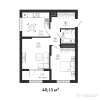 ЖК Irgeli — 2-ком 49.1 м² (от 17,195,500 тг)