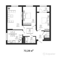 ЖК Irgeli — 3-ком 72.3 м² (от 23,852,400 тг)