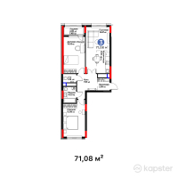 ЖК MoD. Comfort — 3-ком 71.1 м² (от 30,493,320 тг)