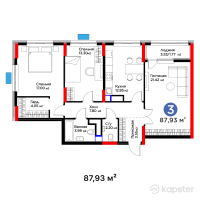 ЖК MoD. Comfort — 3-ком 87.9 м² (от 37,721,970 тг)