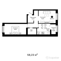 ЖК Dauir — 2-ком 58.2 м² (от 26,494,650 тг)