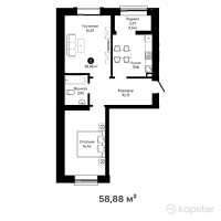 ЖК Dauir — 2-ком 58.9 м² (от 26,790,400 тг)