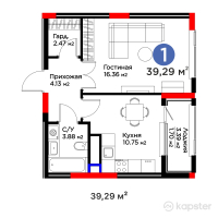 Бигвилль Sapa.4LIFE — 1-ком 39.3 м² (от 18,427,010 тг)