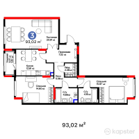 Бигвилль Sapa.4LIFE — 3-ком 93.2 м² (от 37,148,467 тг)