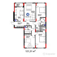 Бигвилль Sapa.4LIFE — 4-ком 121.3 м² (от 59,393,376 тг)