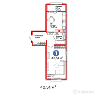 ЖК AruPark — 1-ком 42.5 м² (от 14,283,360 тг)