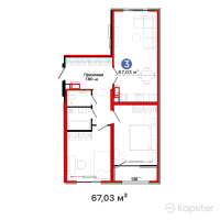 ЖК AruPark — 3-ком 67 м² (от 23,058,320 тг)