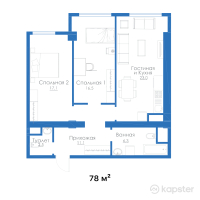 ЖК Assem Plaza — 3-ком 78 м² (от 56,940,000 тг)