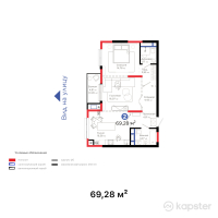 ЖК Hyde Park Shymkent — 2-ком 69.3 м² (от 62,855,665 тг)