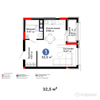 ЖК GreenLine.Silva — 1-ком 32.5 м² (от 17,322,500 тг)