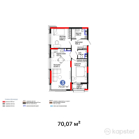 ЖК GreenLine.Silva — 3-ком 70.1 м² (от 30,760,730 тг)