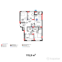 ЖК GreenLine.Silva — 4-ком 115.9 м² (от 46,475,900 тг)