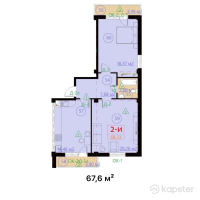 ЖК Гранит — 2-ком 67.6 м² (от 23,660,000 тг)