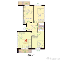 ЖК Гранит — 3-ком 80 м² (от 28,000,000 тг)