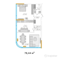 ЖК  Hyde Premium Tower — 2-ком 78.4 м² (от 54,358,920 тг)