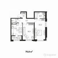 ЖК Everest — 2-ком 75.8 м² (от 33,352,000 тг)