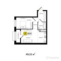 ЖК Turar — 1-ком 49.2 м² (от 17,719,200 тг)