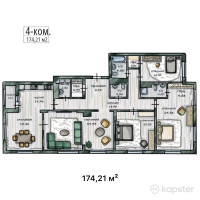 ЖК Triumph Exclusive — 4-ком 174.2 м² (от 134,490,120 тг)