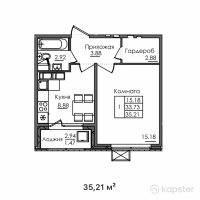 ЖК Багыстан — 1-ком 35.2 м² (от 11,267,200 тг)