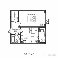 ЖК Багыстан — 1-ком 37.2 м² (от 11,916,800 тг)