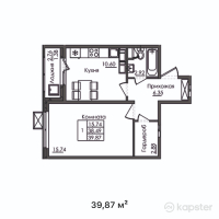 ЖК Багыстан — 1-ком 39.9 м² (от 12,758,400 тг)