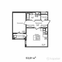 ЖК Багыстан — 1-ком 53.6 м² (от 17,155,200 тг)