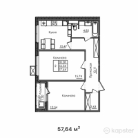 ЖК Багыстан — 2-ком 57.6 м² (от 18,444,800 тг)