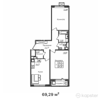 ЖК Багыстан — 2-ком 69.3 м² (от 22,172,800 тг)