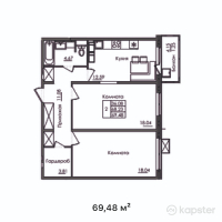 ЖК Багыстан — 2-ком 69.5 м² (от 22,233,600 тг)