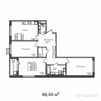 ЖК Багыстан — 3-ком 86.5 м² (от 27,680,000 тг)