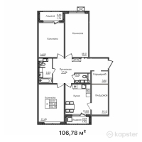 ЖК Багыстан — 3-ком 106.5 м² (от 34,073,600 тг)