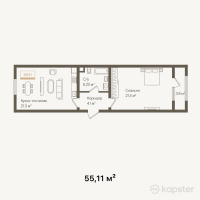 ЖК Женис — 2-ком 55.1 м² (от 20,941,800 тг)