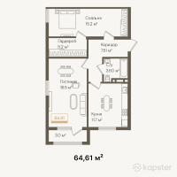 ЖК Женис — 2-ком 64.6 м² (от 24,551,800 тг)