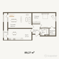 ЖК Женис — 3-ком 89.3 м² (от 31,244,500 тг)