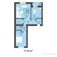 ЖК Esil City — 2-ком 77.7 м² (от 29,541,200 тг)