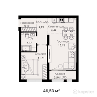 ЖК Everest Boulevard — 2-ком 46.5 м² (от 18,612,000 тг)