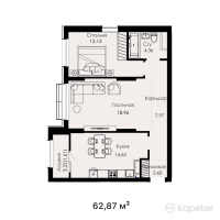 ЖК Everest Boulevard — 2-ком 62.9 м² (от 25,148,000 тг)