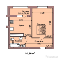 ЖК Tumar Residence — 1-ком 40.4 м² (от 19,574,600 тг)