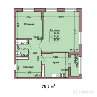 ЖК Tumar Residence — 2-ком 76.3 м² (от 37,005,500 тг)