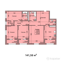 ЖК Tumar Residence — 4-ком 141.4 м² (от 68,569,300 тг)