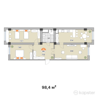 ЖК Qarasai Park — 3-ком 98.4 м² (от 68,880,000 тг)