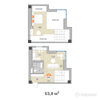 ЖК Тау Шатыр — 2-ком 53.9 м² (от 59,290,000 тг)